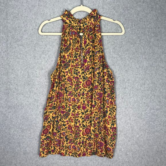 Cynthia‎ Rowley Top Women Large Yellow Blouse Tank Flowy Boho Western Cottage - Picture 6 of 10